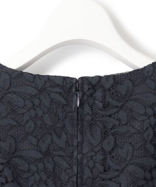 23区 【洗える】トリアセダブルジョーゼット フレア ワンピース ネイビー系