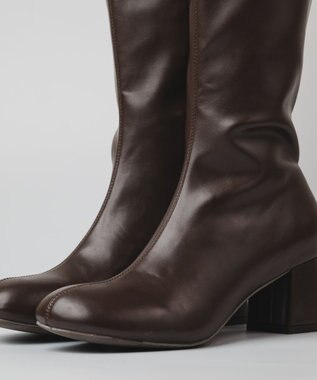 BONTRE 【PRECIEUX JOUET/プレシュウジュエ】オブリークジップロングブーツ ダークブラウン