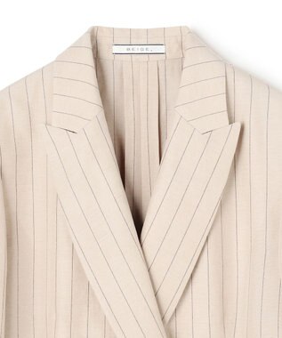 BEIGE， ERYTH / リネンストライプダブルジャケット Flax × Bordeaux