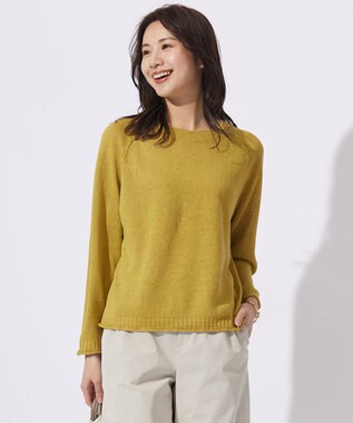 J.PRESS LADIES 【洗える・吸水速乾】MERCERIZED CORD LINEN ニット ピスタチオ系