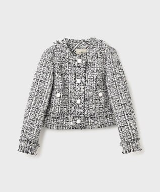 GRACE CONTINENTAL フリンジツイードジャケット ブラック