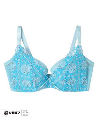 une nana cool MADE WITH シモジマ さあわたし レース 脇高ブラジャー サックスブルー