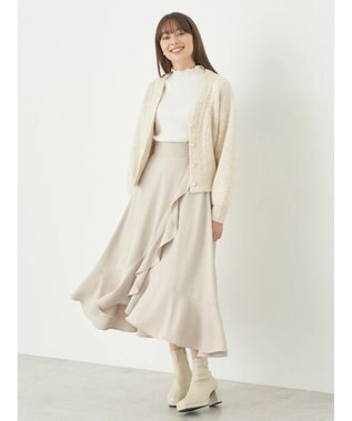 earth music&ecology ラメスラブニットカーディガン Off White