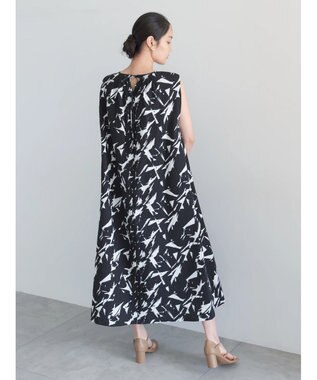 Te chichi コットンリップルアートプリントワンピース ブラック