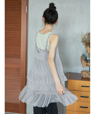 earth music&ecology チュールミニキャミワンピース Gray