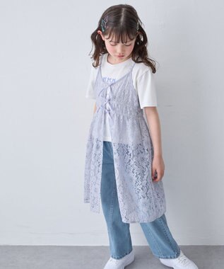 ANY KIDS 【2点セット】Tシャツ×レース キャミソールチュニック ホワイト