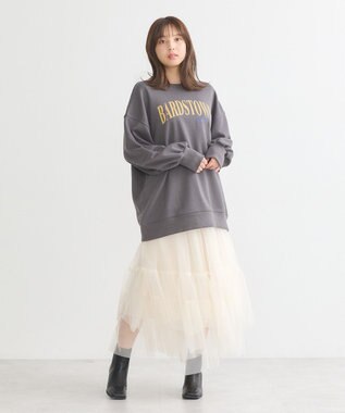 earth music&ecology アソートロゴルーズスウェット Charcoal Gray