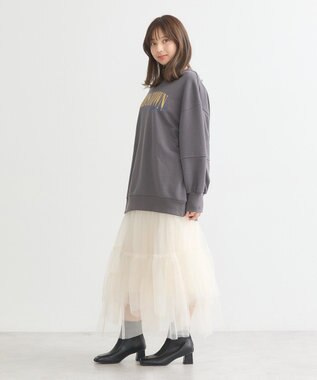 earth music&ecology アソートロゴルーズスウェット Charcoal Gray