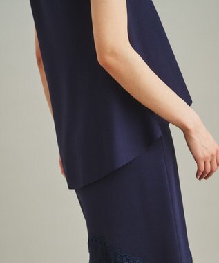 GRACE CONTINENTAL フラワーコードニットトップ ネイビー