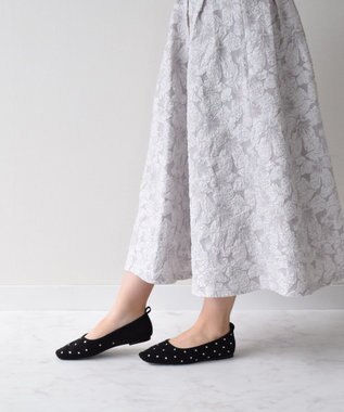 Bridget Birkin 【Bridget Birkin】ドットビジューフラットシューズ ブラックスウェード