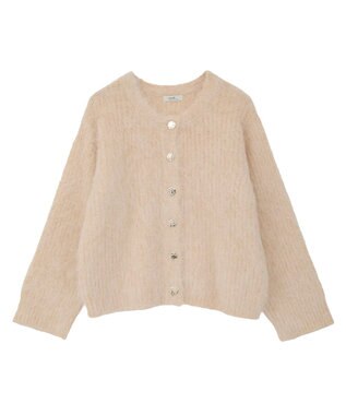 earth music&ecology クルーネックシャギーカーディガン ライトベージュ
