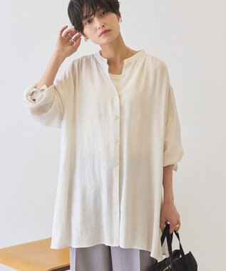 AMERICAN HOLIC 楊柳バンドカラーシャツ Ivory