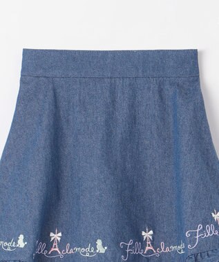 ANY KIDS 裾 ロゴ刺繍 スカパン デニムブルー