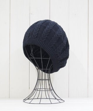 石田製帽 オーガニックコットン アラン編みベレー ブラック