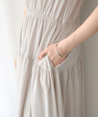 YECCA VECCA 【UVカット/接触冷感/遮熱】ギャザーロングワンピース Light Beige