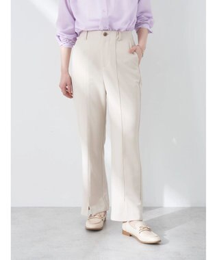 earth music&ecology カットツイルスリットセミフレアパンツ Beige