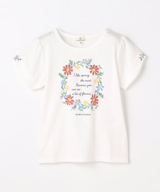 組曲 KIDS  【110-140㎝】 フラワーリースTeeシャツ オフホワイト