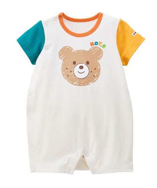 MIKI HOUSE HOT BISCUITS 【70-80cm】カラフルビーンズ フェイスプリント ショートオール