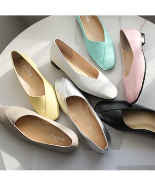 Pointer 日本製 本革Vカットパンプス シルバー