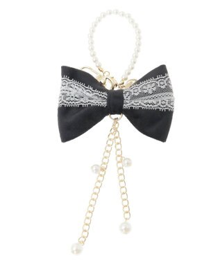 Maison de FLEUR ベロアレースリボンチャーム Black