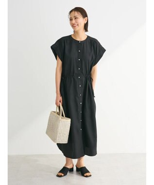 Green Parks ・ＥＬＥＮＣＡＲＥ　ＤＵＥリネンライクドロストワンピース Black