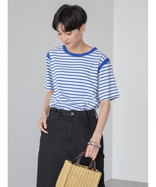 AMERICAN HOLIC バイカラーボーダーカットプルオーバー Border Blue