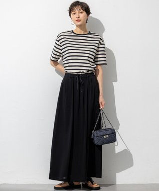 23区 【洗える】シアーフライスボーダー Tシャツ アイボリー×ブラック