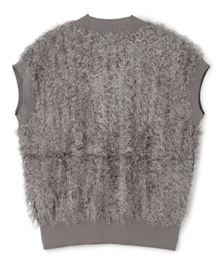 BEIGE， LYCORIS / カットフリンジ Vネックニット Gray