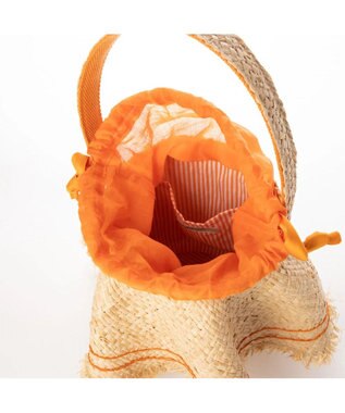 UNBILLION kakatoo ラフィアラッフルステッチワークワンショルダー オレンジ