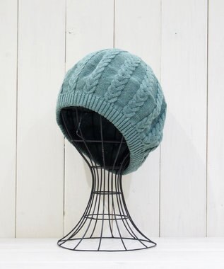 石田製帽 オーガニックコットン アラン編みベレー グリーン