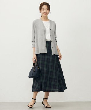 J.PRESS LADIES L 【WEB限定カラーあり・洗える】SOFT SHEER チェック フレア スカート 【WEB限定】ネイビーチェック系