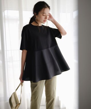 UNFILO 【VERY掲載】BEAUTY FORM-T コンビティアード Ｔシャツ ブラック