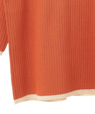 Green Parks ＢＰ　袖口カラーリブ７分袖ニットプルオーバー Orange