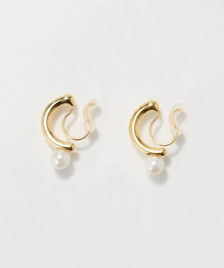 Phoebe <オンワード限定セット>痛くないシリーズ/金属アレルギー対応ソロパールフープライトフィットイヤリング×フォーマルパールビジューハーフブローチ ホワイト