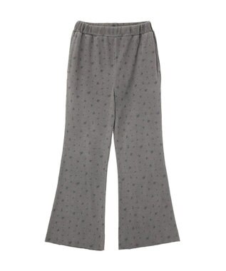 earth music&ecology フラワーピグメントリブフレアパンツ Charcoal Gray