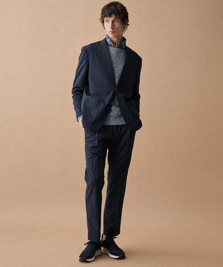 JOSEPH ABBOUD 【キングサイズ・エコ素材和紙使用・日本素材】和紙杢メッシュクルーネック ニット ダルブルー系