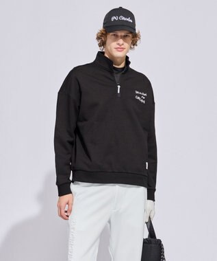 PW CIRCULUS 【MEN】ハーフジップ 裏毛スウェットトップス ゴルフ ブラック系
