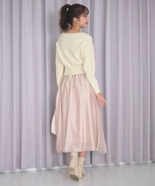 Feroux 【セットアイテム】ケーブルニット×オーガンジースカート アイボリー系