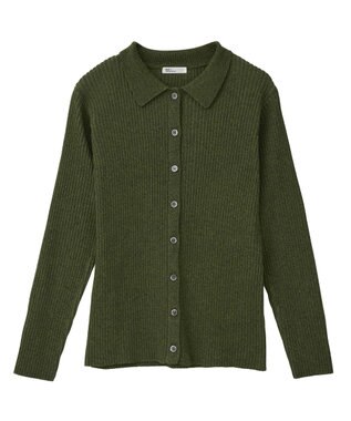 CRAFT STANDARD BOUTIQUE ミックスカラーポロ襟ニットカーディガン Green