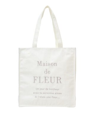 Maison de FLEUR ツイードロゴ刺繍スクエアトートバッグ Ivory