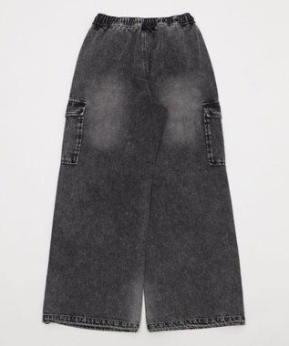 WEGO 【XS～Mサイズ展開/ウエストゴム 】デニムイージーパラシュートカーゴパンツ デニムブラックソノタ