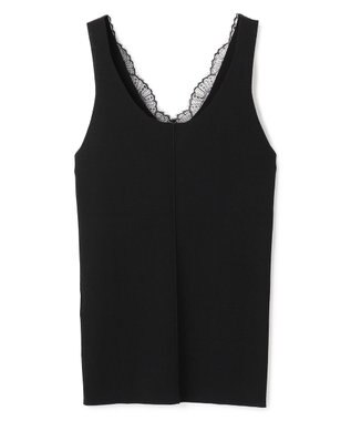 BEIGE， RUBY / レーストリム リブタンクトップ Black