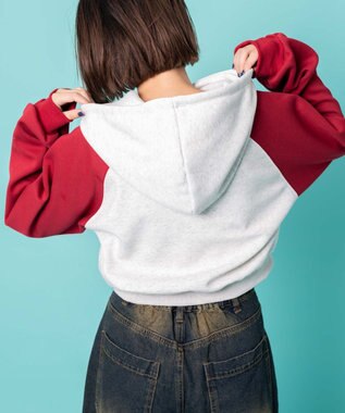 WEGO カレッジロゴラグランジップパーカー レッド