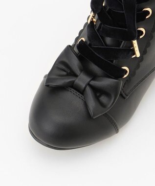 ANY KIDS 編み上げリボンブーツ ブラック