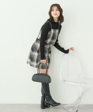 earth music&ecology ライン＆ショルダーボタンニットプルオーバー Black