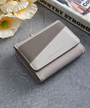 style code 【MERCURYDUO/マーキュリーデュオ】ダイアナ　トリコカラー口金ミニ財布 グレージュ