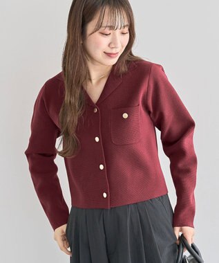 Green Parks ・ｓｗｉｎｇ　ｂｙ　ニット開襟カーディガン Bordeaux