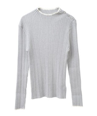 earth music&ecology ライン＆ショルダーボタンニットプルオーバー Gray Mixture