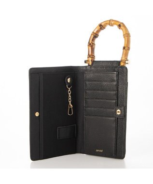 UNBILLION perche バンブーハンドルゴートモバイルウォレットショルダー ブラック