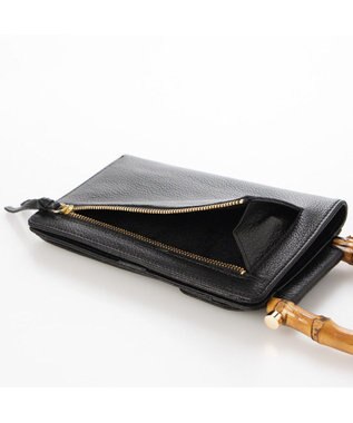 UNBILLION perche バンブーハンドルゴートモバイルウォレットショルダー ブラック